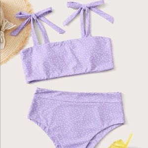 Lilac Polka Dot High Waisted Bikini
